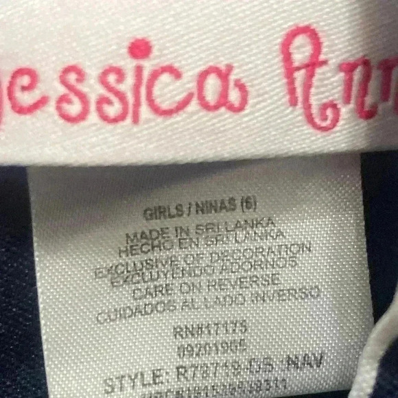 Jessica Ann Navy & White Sailor  Nautical Dress for Girls - Picture 3 of 5